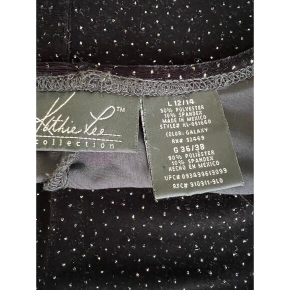 Vintage Kathie Lee 90s Goth Black velvet sparkle mini holiday party dress large - Picture 8 of 8